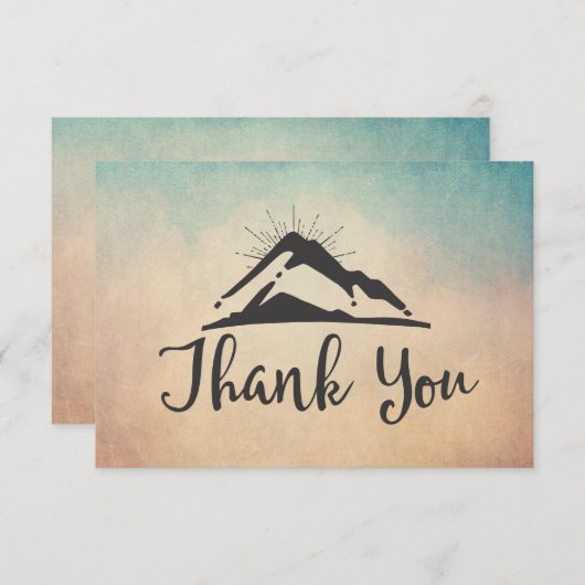 Berg met zonnestralen Hartelijk dank Bedankkaart (Voorkant / Achterkant)