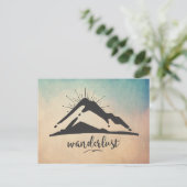 Berg met zonnestralen - Wanderlust Typografie Briefkaart (Staand voorkant)