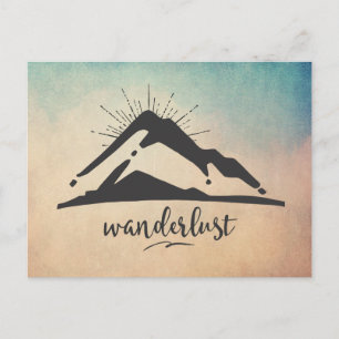 Berg met zonnestralen - Wanderlust Typografie Briefkaart