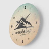 Berg met zonnestralen - Wanderlust Typografie Grote Klok (Hoek)