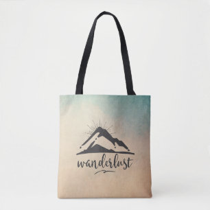 Berg met zonnestralen - Wanderlust Typografie Tote Bag