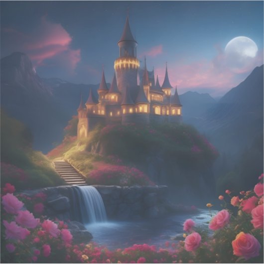 Berg Middernacht Kasteel Vier Sticker (Voorkant)