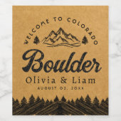 Berg natuur Pine Rustieke Houten Bruiloft Wijn Etiket (Enkel label)