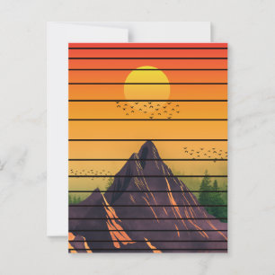 BERG NATUUR VINTAGE ZONSONDERGANG LANDSCHAP BRIEFKAART