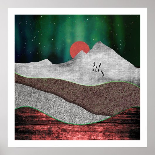 Berg Noorderlicht Poster (Voorkant)