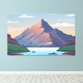 Berg omgeven door een rivier canvas afdruk (Insitu (Houten vloer))
