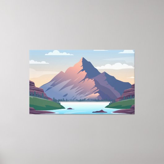 Berg omgeven door een rivier canvas afdruk (Voorkant)