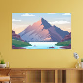 Berg omgeven door een rivier canvas afdruk (Insitu (Woonkamer))