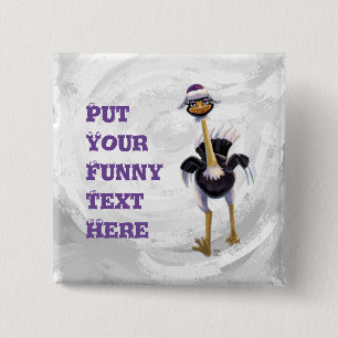 Berg onderweg naar Ostrich Vierkante Button 5,1 Cm