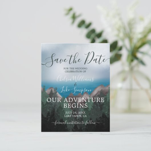 Berg Ontmoet Oceaan Avontuur Bewaar de Datum Kaart (Staand voorkant)
