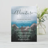 Berg ontmoet oceaan Het avontuur begint bruiloft Kaart (Staand voorkant)