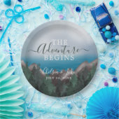 Berg ontmoet oceaan Het avontuur begint bruiloft Papieren Bordje (Feest)