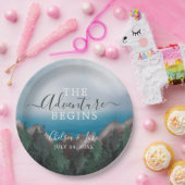 Berg ontmoet oceaan Het avontuur begint bruiloft Papieren Bordje (Feest)