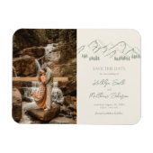 Berg Outdoor Sage Groene Bruiloft Sla de datum op Magneet (Horizontaal)