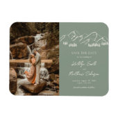 Berg Outdoor Sage Groene Bruiloft Sla de datum op Magneet (Horizontaal)