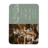Berg Outdoor Sage Groene Bruiloft Sla de datum op Magneet (Verticaal)