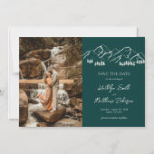 Berg Outdoor Sage Groene Bruiloft Sla de datum op Magnetische Uitnodiging (Voorkant)