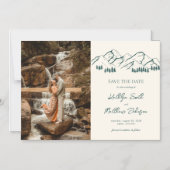 Berg Outdoor Sage Groene Bruiloft Sla de datum op Magnetische Uitnodiging (Voorkant)