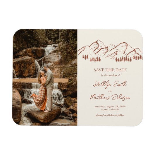 Berg Outdoor Terracotta Bruiloft Save The Date Magneet (Horizontaal)