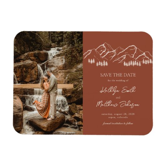 Berg Outdoor Terracotta Bruiloft Save The Date Magneet (Horizontaal)