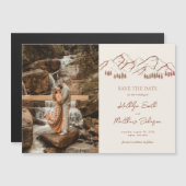 Berg Outdoor Terracotta Bruiloft Save The Date Magnetische Uitnodiging (Voorkant / Achterkant)