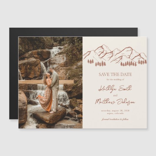 Berg Outdoor Terracotta Bruiloft Save The Date Magnetische Uitnodiging (Voorkant / Achterkant)