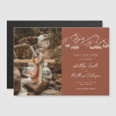Berg Outdoor Terracotta Bruiloft Save The Date Magnetische Uitnodiging (Voorkant / Achterkant)