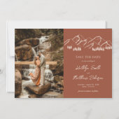 Berg Outdoor Terracotta Bruiloft Save The Date Magnetische Uitnodiging (Voorkant)