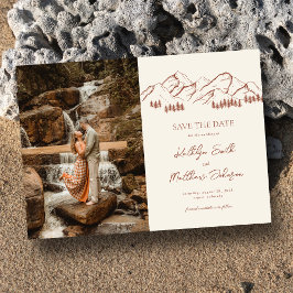 Berg Outdoor Terracotta Bruiloft Save The Date Magnetische Uitnodiging