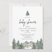 Berg Outdoor Winter Jongen Baby Shower Uitnodiging (Voorkant)