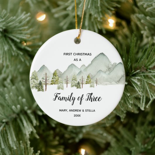 Berg Pine Trees Kerstmis als familie van drie Keramisch Ornament (Boom)
