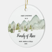 Berg Pine Trees Kerstmis als familie van drie Keramisch Ornament (Links)