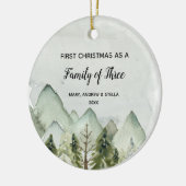 Berg Pine Trees Kerstmis als familie van drie Keramisch Ornament (Links)