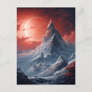 Berg Red Moon Fantasy Landscape Briefkaart