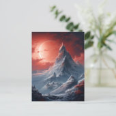 Berg Red Moon Fantasy Landscape Briefkaart (Staand voorkant)