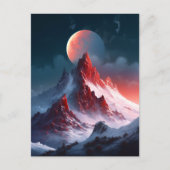 Berg Red Moon Fantasy Landscape Briefkaart (Voorkant)