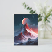 Berg Red Moon Fantasy Landscape Briefkaart (Staand voorkant)