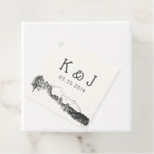 Berg retraite rustieke bruiloft monogram bedankjes labels (In situ)