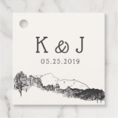 Berg retraite rustieke bruiloft monogram bedankjes labels (Voorkant)