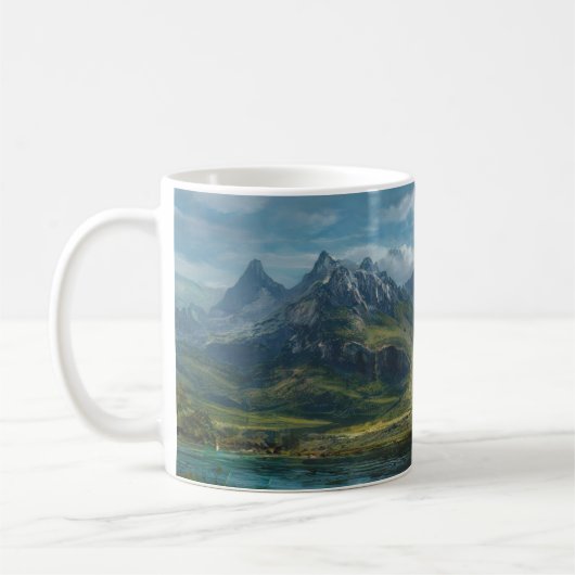 Berg rivier gras weide koffiemok (Links)