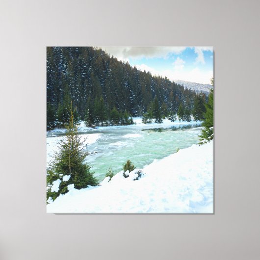 berg rivier in de winter canvas afdruk (Voorkant)