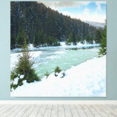 berg rivier in de winter canvas afdruk (Insitu (Houten vloer))