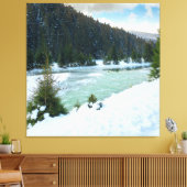 berg rivier in de winter canvas afdruk (Insitu (Woonkamer))