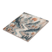 Berg Rivier Landschap Boho Abstract Patroon Kunst Tegeltje (Zijkant)