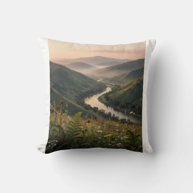 Berg Rivier Landschap Kunstprint Kussen (Voorkant)