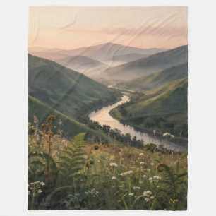 Berg Rivier Landschap Kunstprint Vloerendeken  Fleece Deken