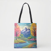 Berg Rivier Landschapskunst Tote Bag (Voorkant)