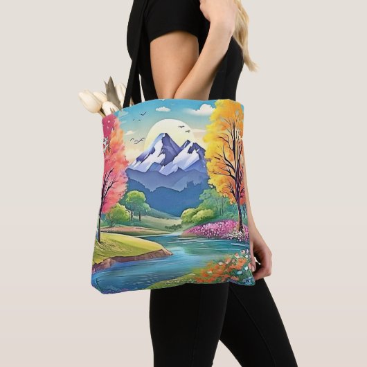 Berg Rivier Landschapskunst Tote Bag (Dichtbij)