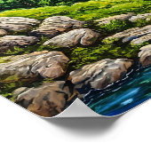 Berg Rivier Schilderachtig Rustige Natuur Landscha Poster (Hoek)