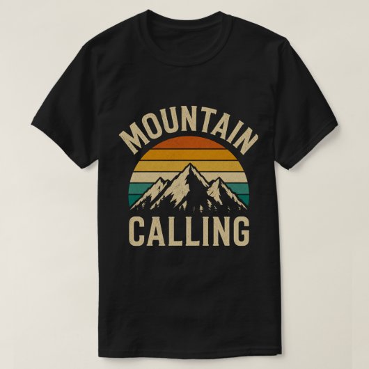 Berg Roept Retro Vintage Zonsondergang Wandelen T-shirt (Design voorkant)